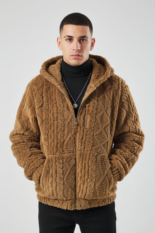 Sudadera con capucha de jacquard geométrico