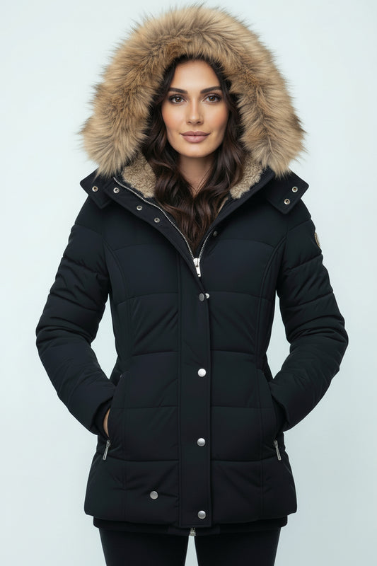 Abrigo de invierno cálido con suave forro de pelo