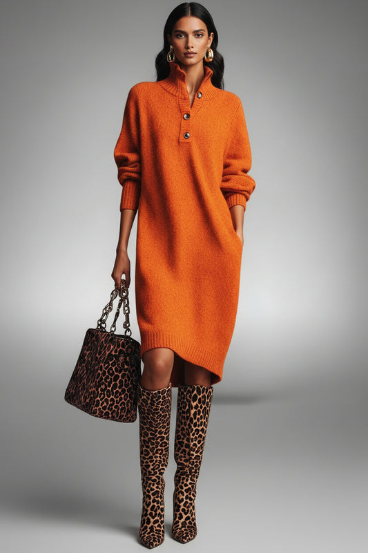 Vestido suave de punto con botones