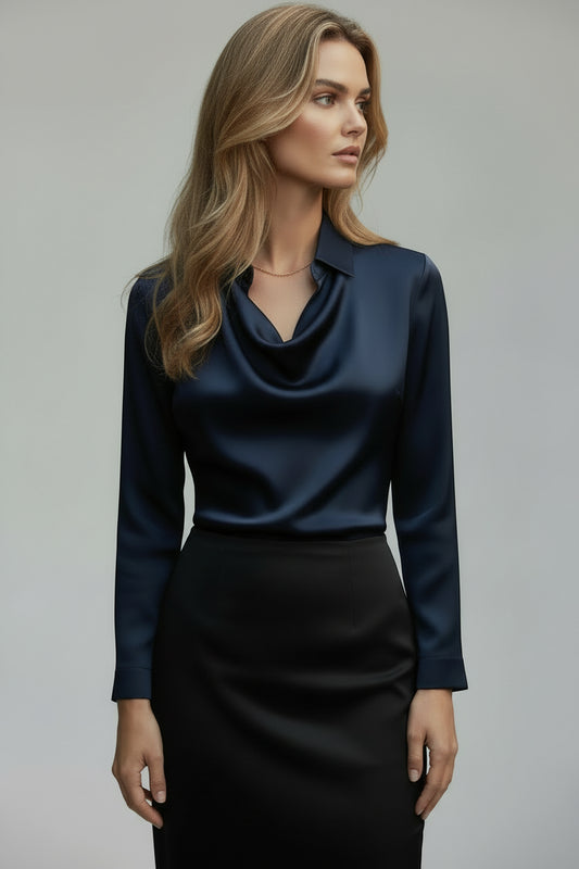 Blusa con cuello de camisa de Color sólido a la moda para mujer.